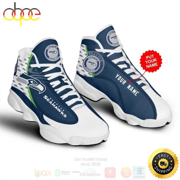 Seattle Seahawks Football NFL Custom Name Air Jordan 13 Shoes