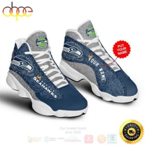 Seattle Seahawks Football Team NFL Custom Name Air Jordan 13 Shoes