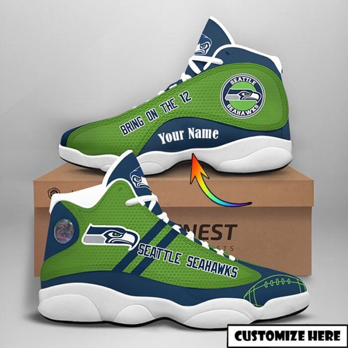 Seattle Seahawks Nfl Custom Name Air Jordan 13 Shoes