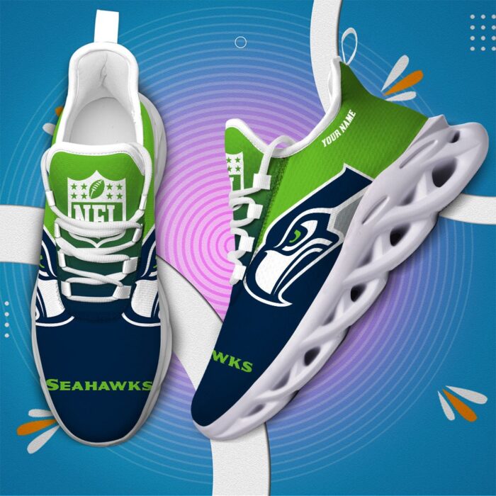 Seattle seahawks Personalized Custom Name Max Soul Shoes