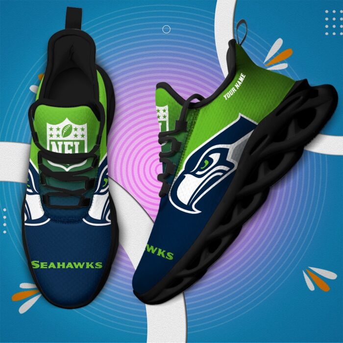 Seattle seahawks Personalized Custom Name Max Soul Shoes