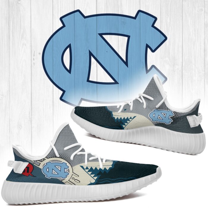 Shark North Carolina Tar Heels Ncaa Yeezy Shoes A107