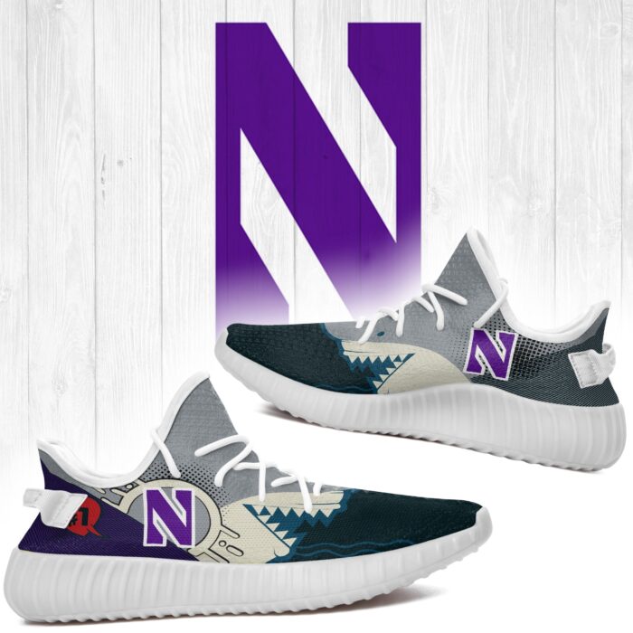 Shark Northwestern Wildcats Ncaa Yeezy Shoes A98