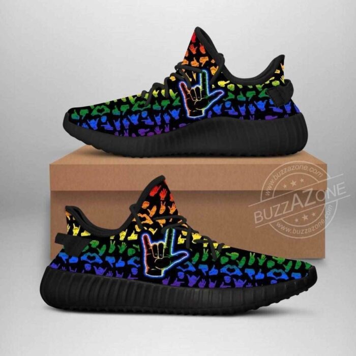 Sign Language Lgbt Love Black And White Yeezy Boost Yeezy Shoes