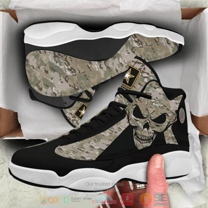 Skull Military Gifts Us Army Green Camo Air Jordan 13 Shoes