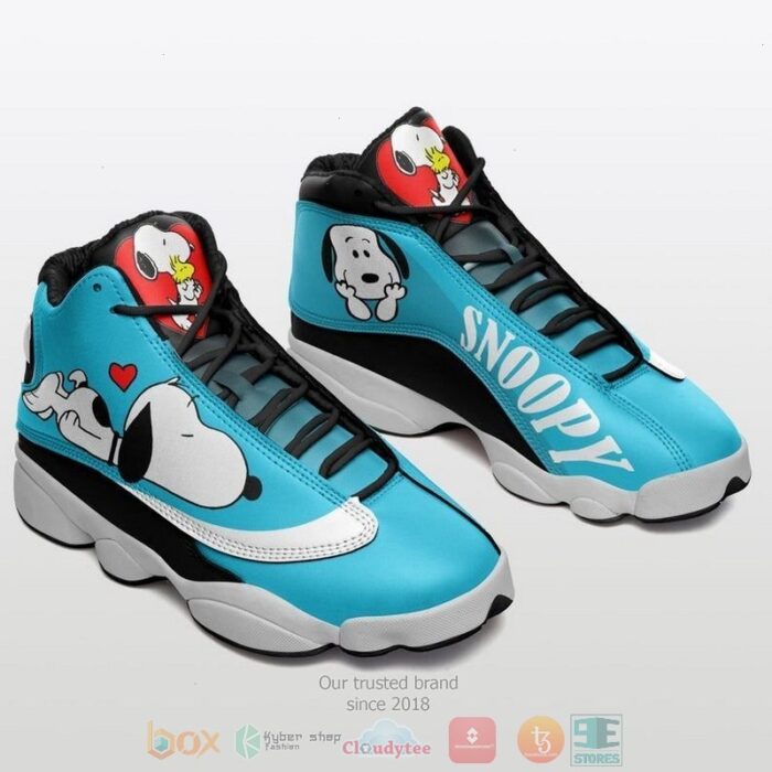 Snoopy Cyan Air Jordan 13 Shoes