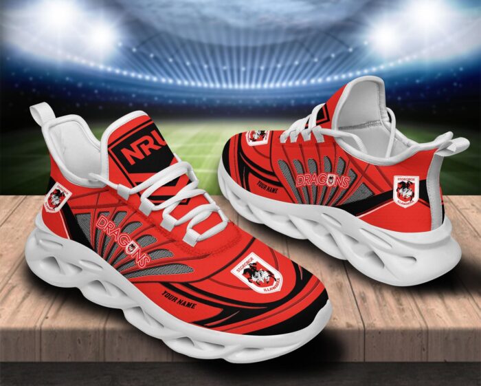 St. George Illawarra Dragons Custom Name NRL Max Soul Shoes