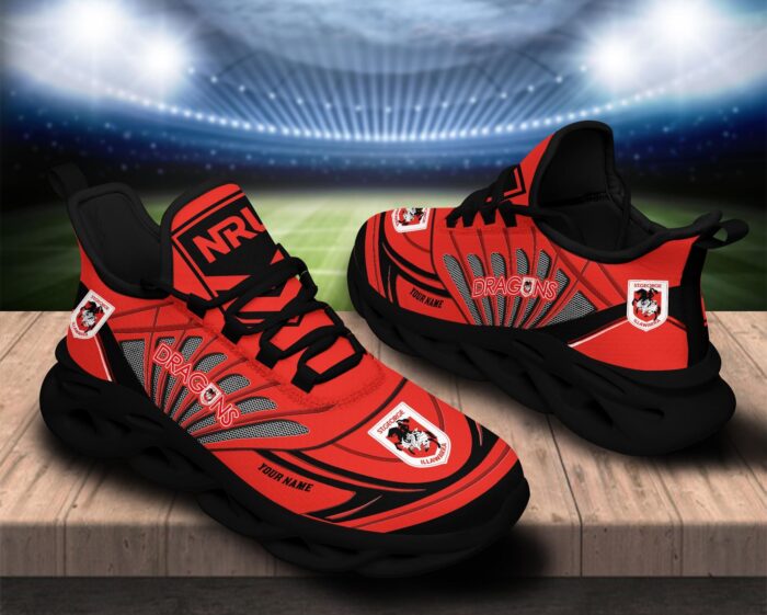 St. George Illawarra Dragons Custom Name NRL Max Soul Shoes