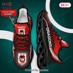 St George Illawarra Dragons NRL Custom Name Red Color Max Soul Shoes