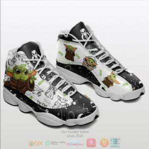 Star Wars Baby Yoda Black White Air Jordan 13 Shoes