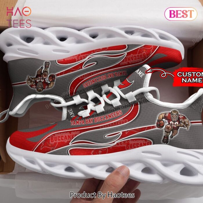 Tampa Bay Buccaneers Nfl Personalized Red Grey Max Soul Shoes