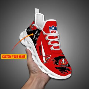 Tampa Bay Buccaneers Personalized Ripped Design NFL Max Soul Shoes