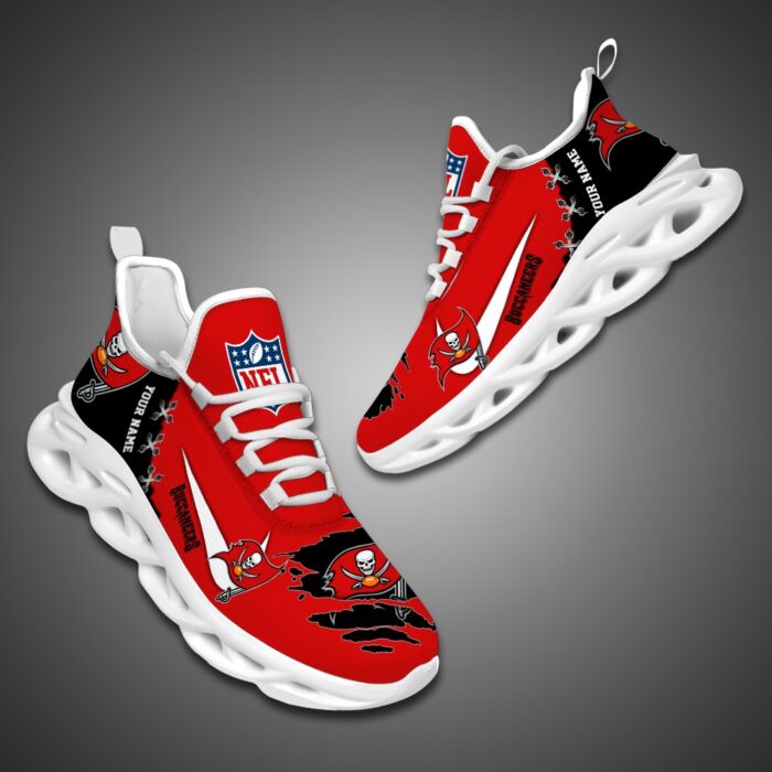 Tampa Bay Buccaneers Personalized Ripped Design NFL Max Soul Shoes