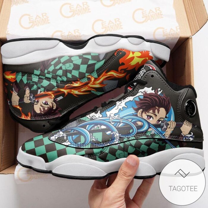 Tanjiro Jd13 Sneakers Custom Water Sun Breathing Anime Demon Slayer Air Jordan 13 Shoes