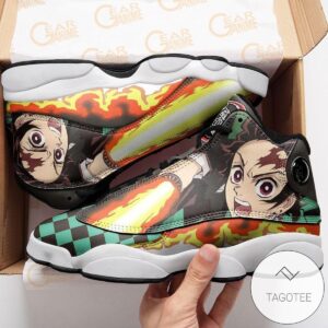 Tanjiro Sneakers Sun Breathing Custom Anime Demon Slayer Air Jordan 13 Shoes