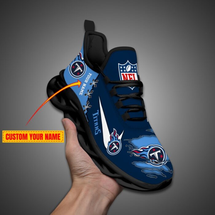 Tennessee Titans Personalized Ripped Design NFL Max Soul Shoes