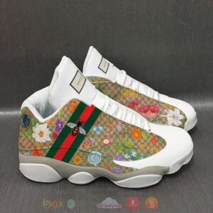 The House Of Gucci Bee Flower White Air Jordan 13 Shoes