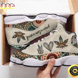 The Mandala Peace Love Weed All Over Printed Air Jordan 13 Sneakers