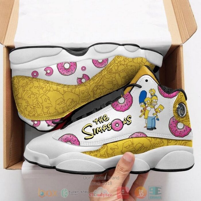 The Simpsons Cartoon Yellow White Air Jordan 13 Shoes