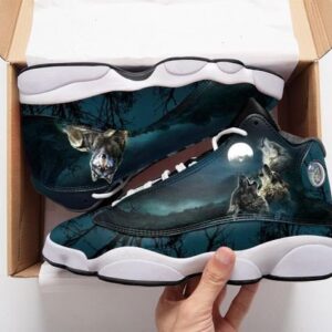 Three Wolf With Moon All Over Print Air Jordan 13 Sneakers