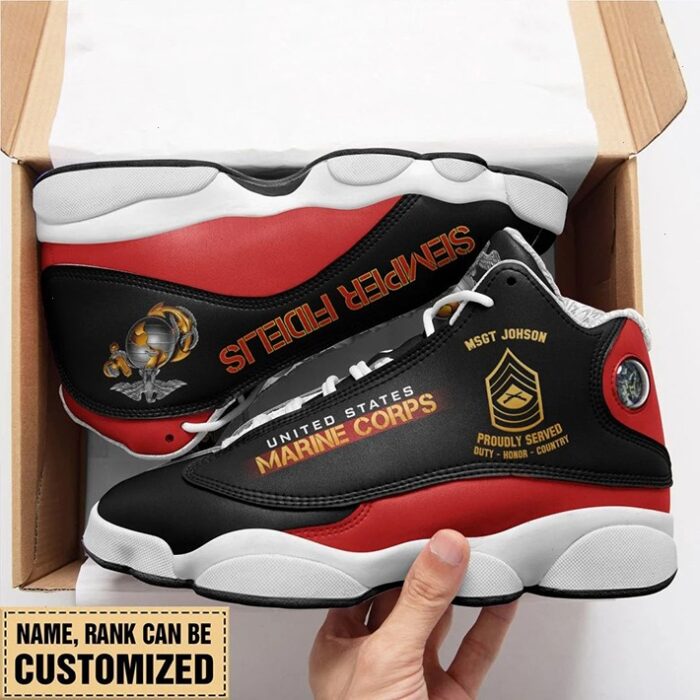 United States Marine Corps Semper Fidelis Custom Name And Rank Air Jordan 13 Shoes