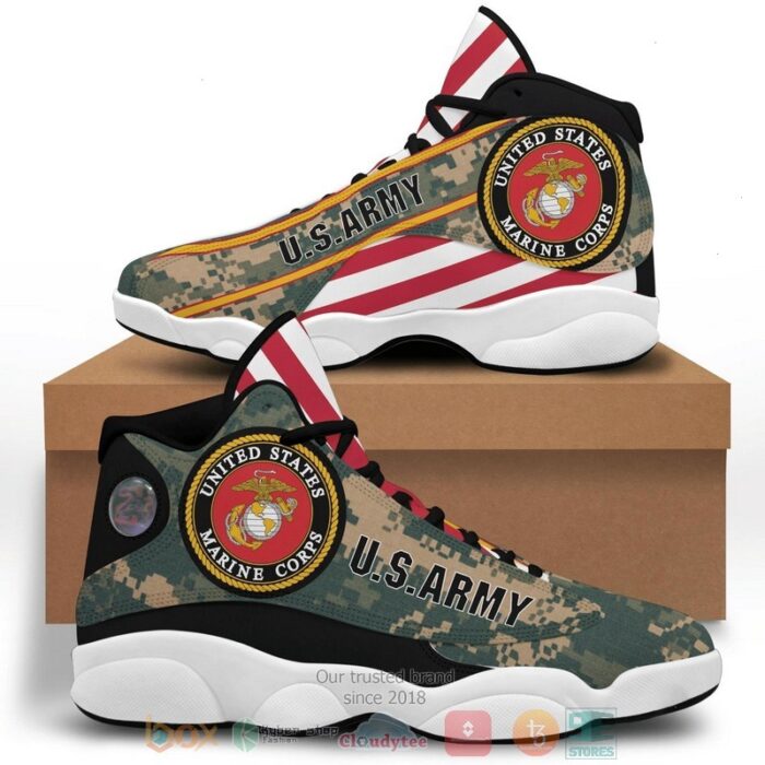 Us Army United States Marine Corps Green Camo Air Jordan 13 Shoes