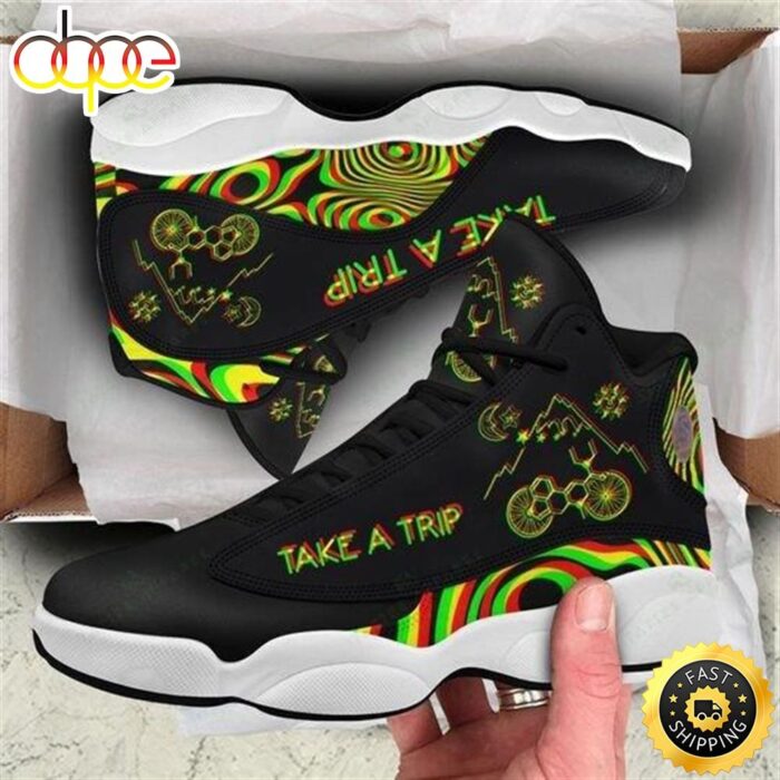 Vintage Bicycle Day Take A Trip All Over Printed Air Jordan 13 Sneakers