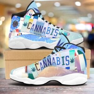 Vintage Cannabis License Plate All Over Printed Air Jordan 13 Sneakers