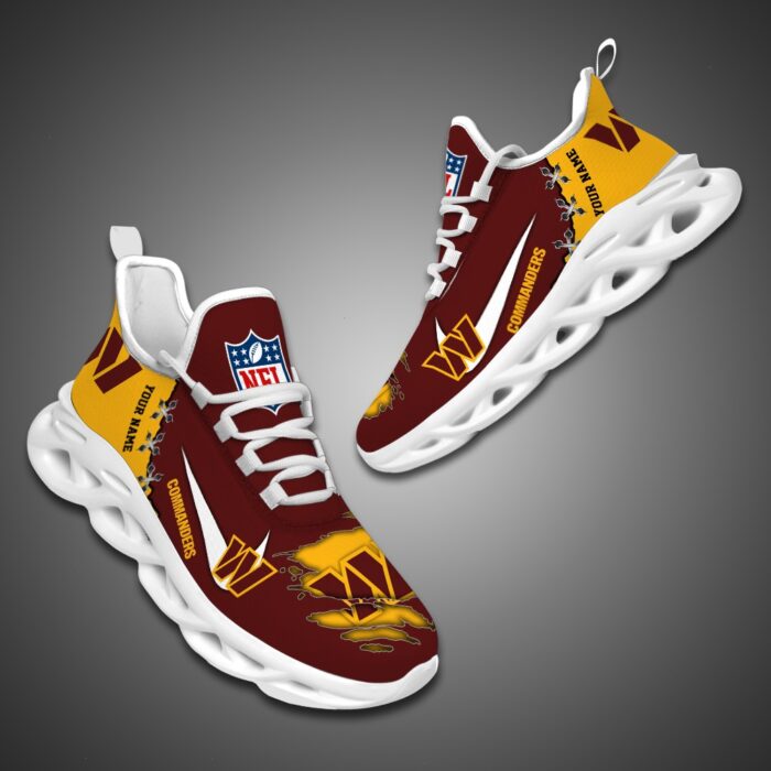 Washington Commanders Personalized Ripped Design NFL Max Soul Shoes