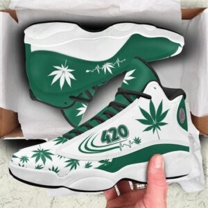 Weed Leaf 420 Heartbeat All Over Printed Air Jordan 13 Sneakers