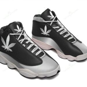 Weed Leaf Silver Metal All Over Printed Air Jordan 13 Sneakers