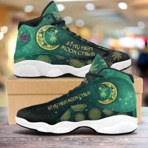 Weed Leaf Stay High Moon Child All Over Printed Air Jordan 13 Sneakers