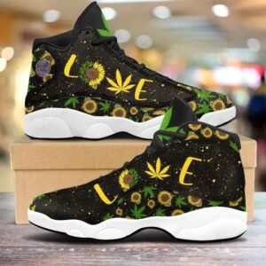 Weed Leaf Sunflower Love All Over Printed Air Jordan 13 Sneakers