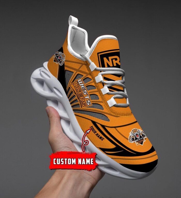 Wests Tigers Custom Name NRL Max Soul Shoes