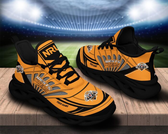 Wests Tigers Custom Name NRL Max Soul Shoes