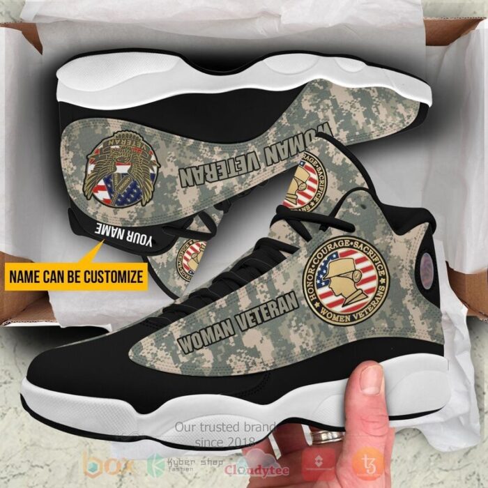 Woman Veteran American Flag Personalized Air Jordan 13 Shoes