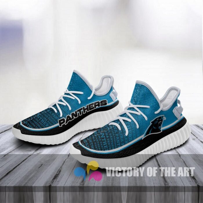 Words In Line Logo Carolina Panthers Yeezy Shoes