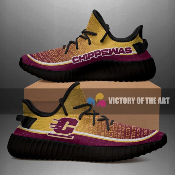 Words In Line Logo Central Michigan Chippewas Yeezy Shoes