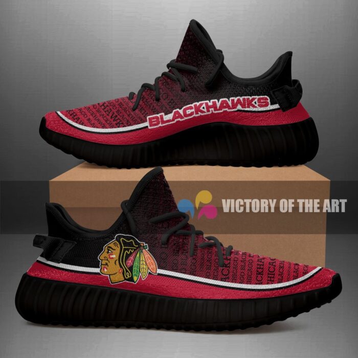 Words In Line Logo Chicago Blackhawks Yeezy Shoes