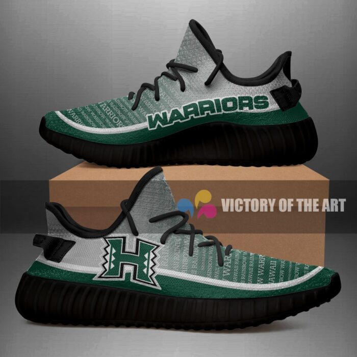 Words In Line Logo Hawaii Rainbow Warriors Yeezy Shoes