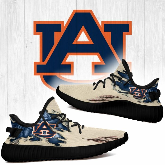 Yeezy Shoes Ncaa Auburn Tigers Scratch Blue Creammy Yeezy Boost Sneakers