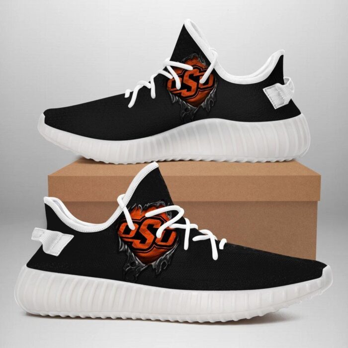 Yeezy Shoes Ncaa Oklahoma State Cowboys Black Yeezy Boost Sneakers