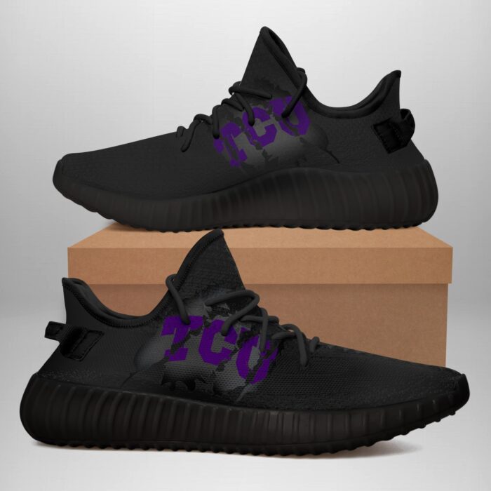 Yeezy Shoes Ncaa Tcu Horned Frogs Black Yeezy Boost Sneakers