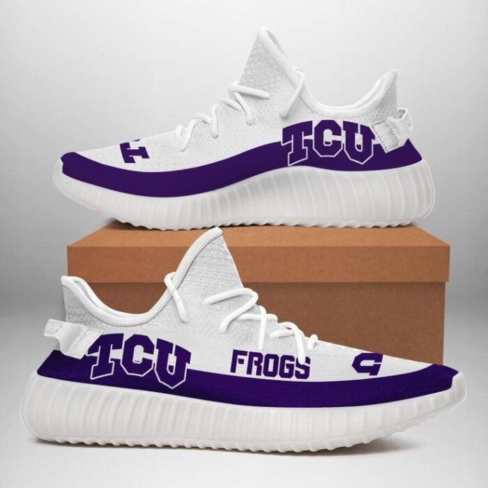 Yeezy Shoes Ncaa Tcu Horned Frogs White Purple Yeezy Boost Sneakers V3