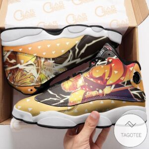 Zenitsu Sneakers Thunder Breathing Custom Anime Demon Slayer Air Jordan 13 Shoes